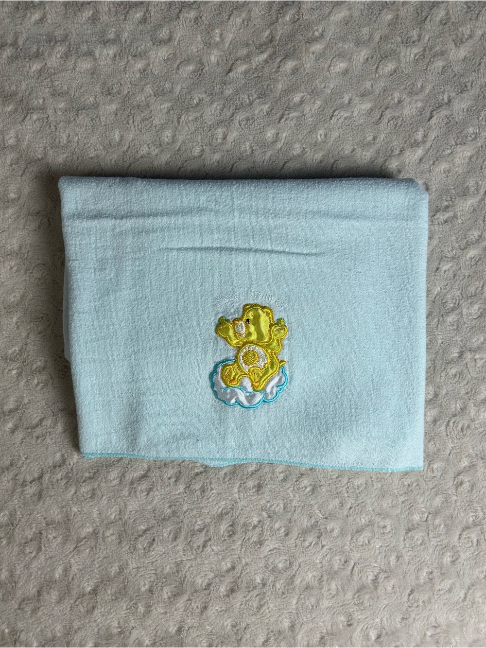 Care Bears Sweet Dreamer Blue Yellow Baby Receiving Blanket Flannel Sun Thin